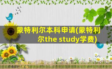 蒙特利尔本科申请(蒙特利尔the study学费)